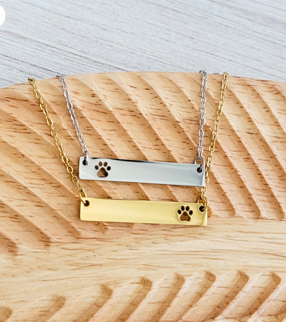 Paw Print Bar Necklace