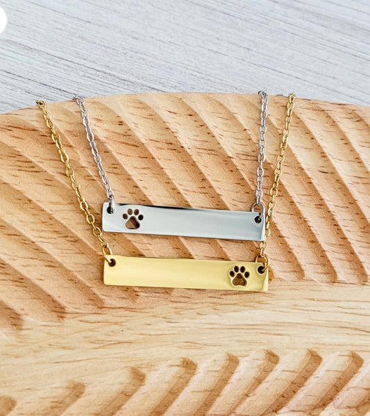 Paw Print Bar Necklace